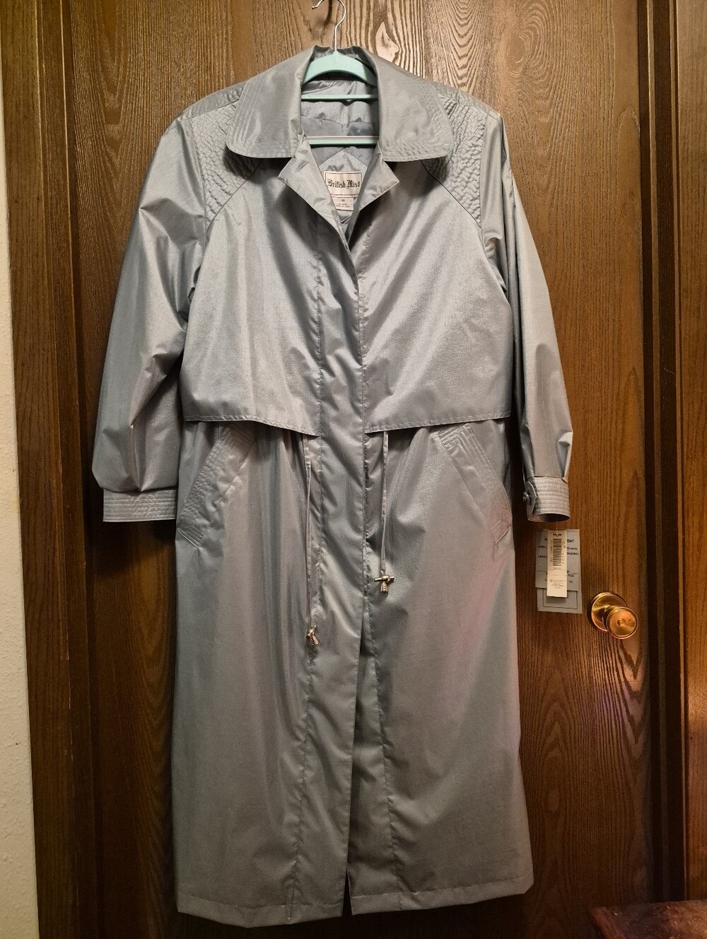 NWT Vintage Sears Sea Blue Trench Raincoat with Quilted Yoke Size 18